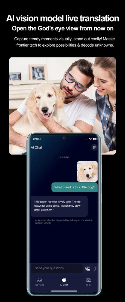 Smart Glasses  Recording Videos AI Photo Recognition Answer Translation 260mAh Large Battery IP65 Waterproof Bluetooth Glasses