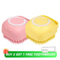 Pet Bath Brush With Soft Silicone Bristles And Dispenser For Dogs And Cats
