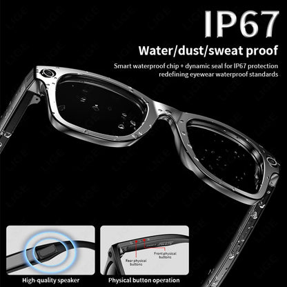 Smart Glasses  Recording Videos AI Photo Recognition Answer Translation 260mAh Large Battery IP65 Waterproof Bluetooth Glasses