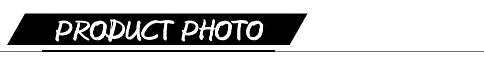 Black banner with white text reading "PRODUCT PHOTO" above a thin horizontal line.