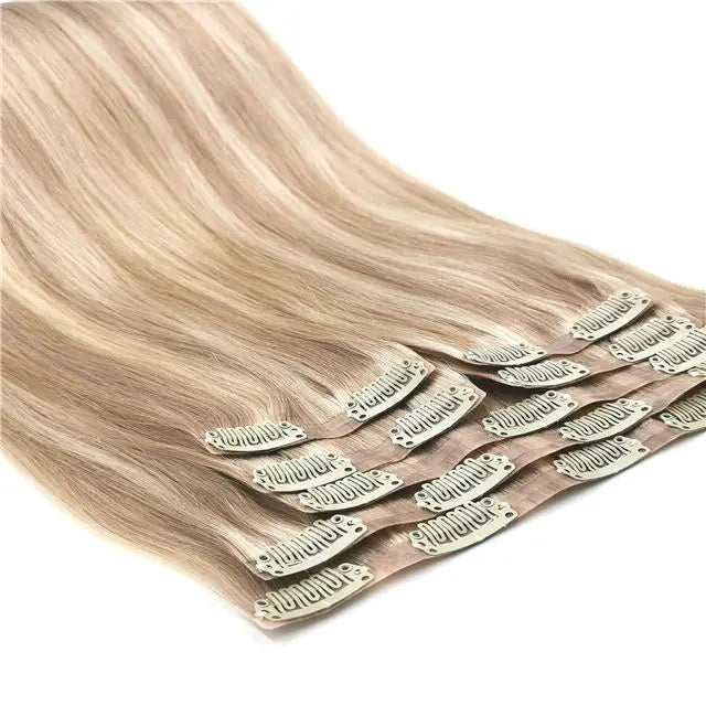 Clip In Hair Extensions 7 Pieces Human Hair 22inch #99J Burgundy Red For Bold & Vibrant Style