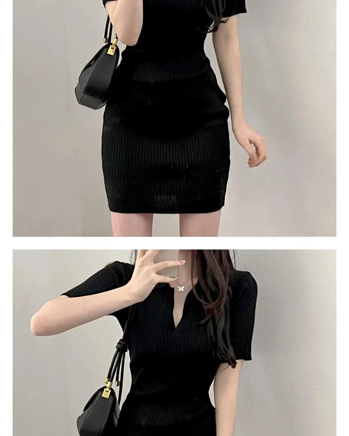 Breathable Dress with V-Neck and Empire Waist Knee Length for Effortless Daytime Style