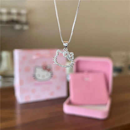 Playful Cartoon Cat Pendant Necklace for Women with Clavicle Chain