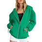Women's Cotton Blend Hooded Sweatshirt With Zipper And Drawstring Pocket Long Sleeve