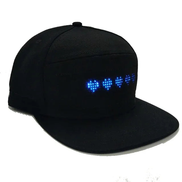 Led Luminous Advertising Hat DIY Custom Words Pixel Lighting Rechargeable Bluetooth APP Control Scrolling Message Flexible Cap