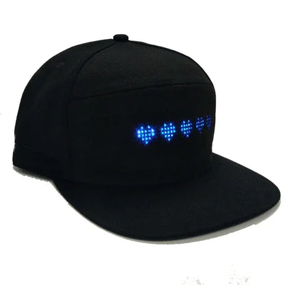 Led Luminous Advertising Hat DIY Custom Words Pixel Lighting Rechargeable Bluetooth APP Control Scrolling Message Flexible Cap
