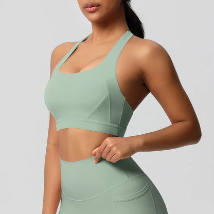 Women’s Yoga Bra Crop Top Nylon Elastane Supportive Sling Back
