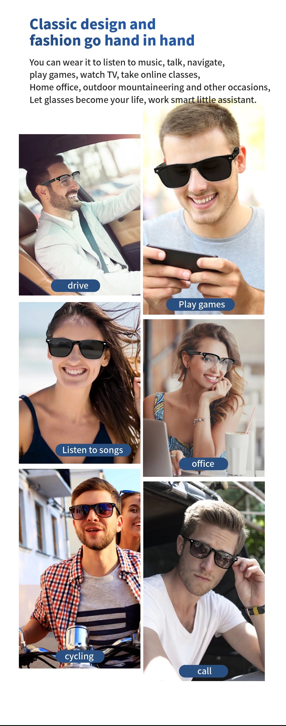 Smart Translate Glasses With Bluetooth Calling And Noise Canceling Music