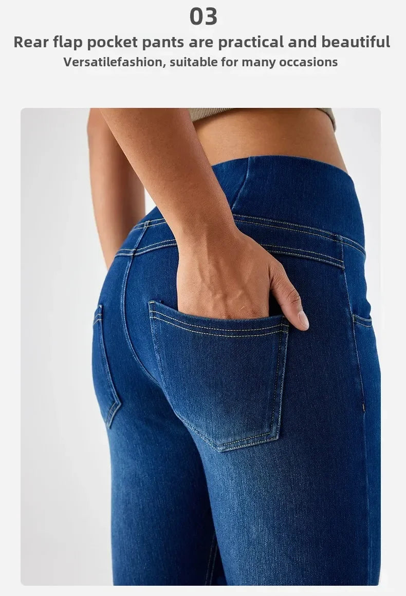 Cross Waist Yoga Jeans High Waist Skinny Ankle Length With Pockets