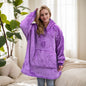 Women's Polyester Hooded Blanket with Kangaroo Pocket and Fleece Texture One Size