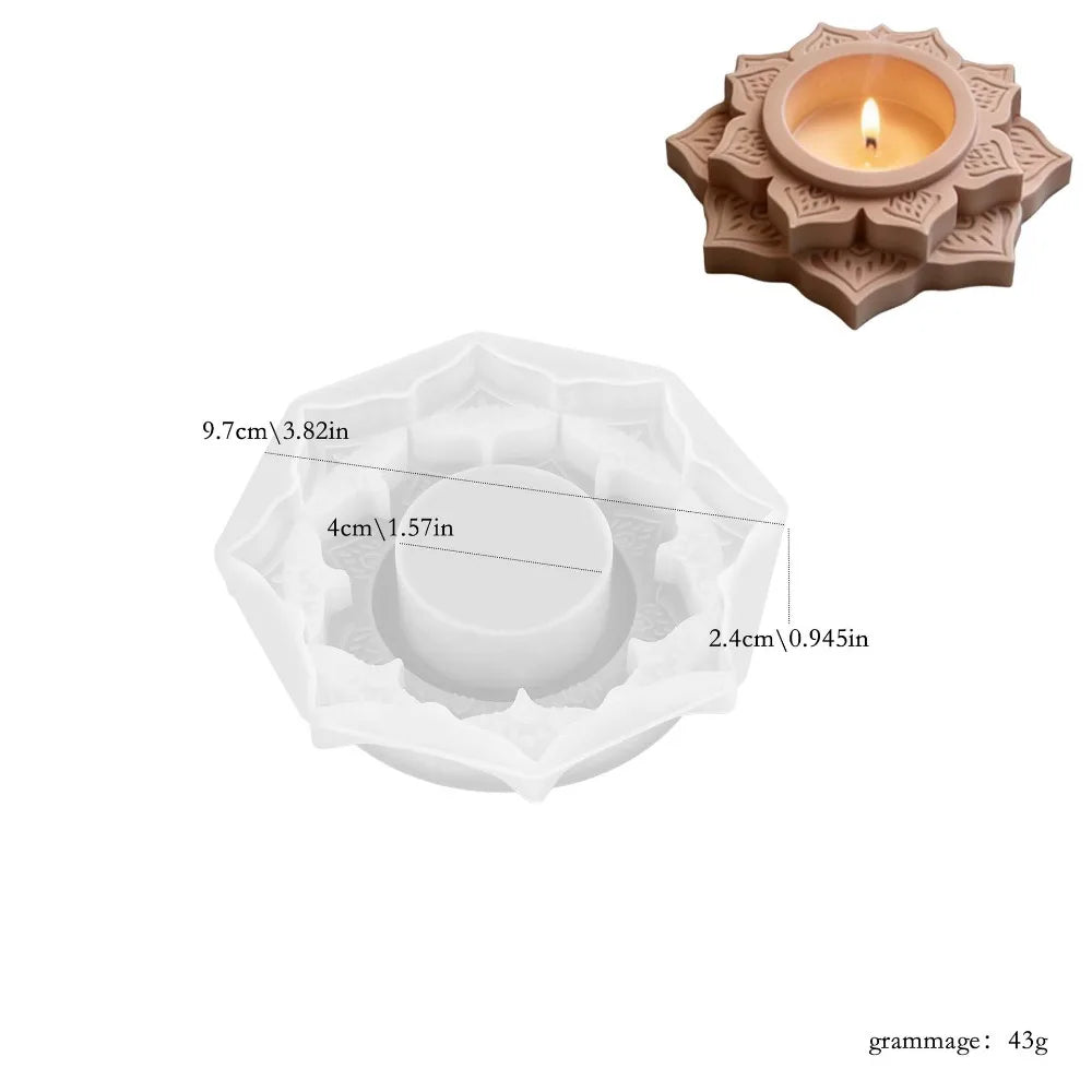 Lotus-shaped candle holder with sculptural floral detail