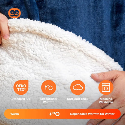 Unisex Microfiber Wearable Blanket Hoodie With Oversized Hooded Soft Texture Warm