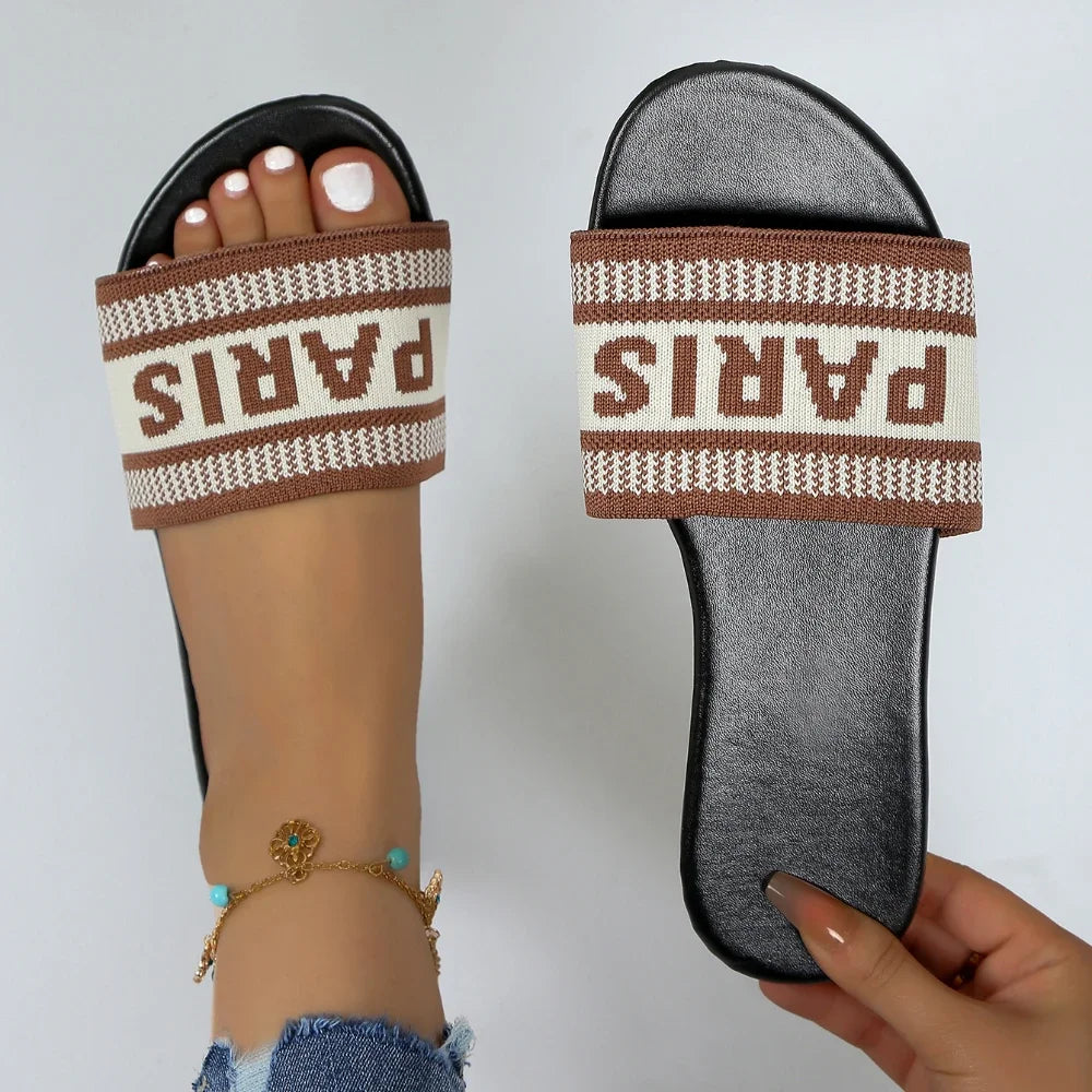 Water-Resistant Beach Slides With Cushioned Insole And Non-Slip Sole