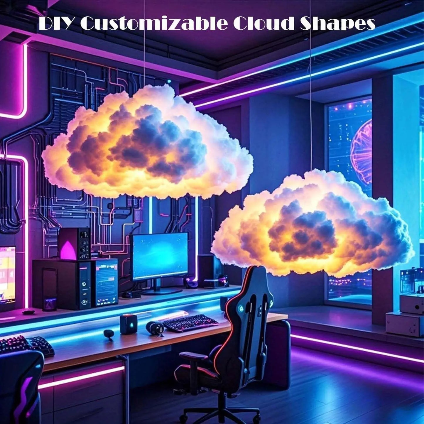 Cloud Shaped Led Ceiling Light with Color Changing Glow