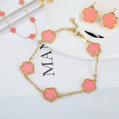 Silver Plated Rose Gold Clover Bracelet - Luxurious High Quality Jewelry for Women