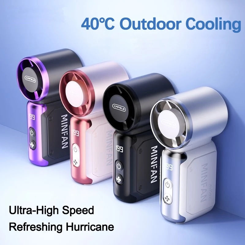 Portable Handheld Plastic Mini Fan With Led Display On The Go