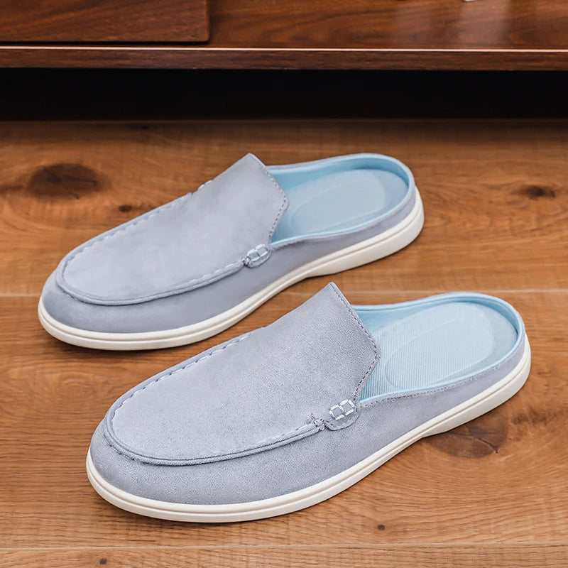 Men's suede-look slip-on mule with open back