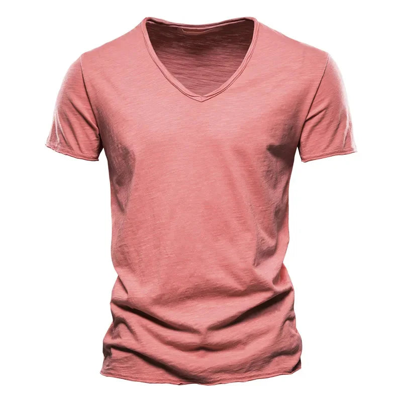 Soft V-Neck Tee For Men With 100 Percent Cotton Breathable Fit
