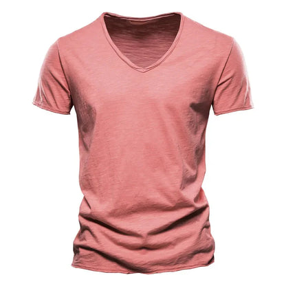 Soft V-Neck Tee For Men With 100 Percent Cotton Breathable Fit