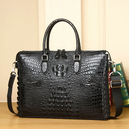 2025 New alligator Laptop Bags Cow Genuine Leather Men's Briefcase Luxury Brand Male Handbags Men Messenger 14 Inch Computer Bag