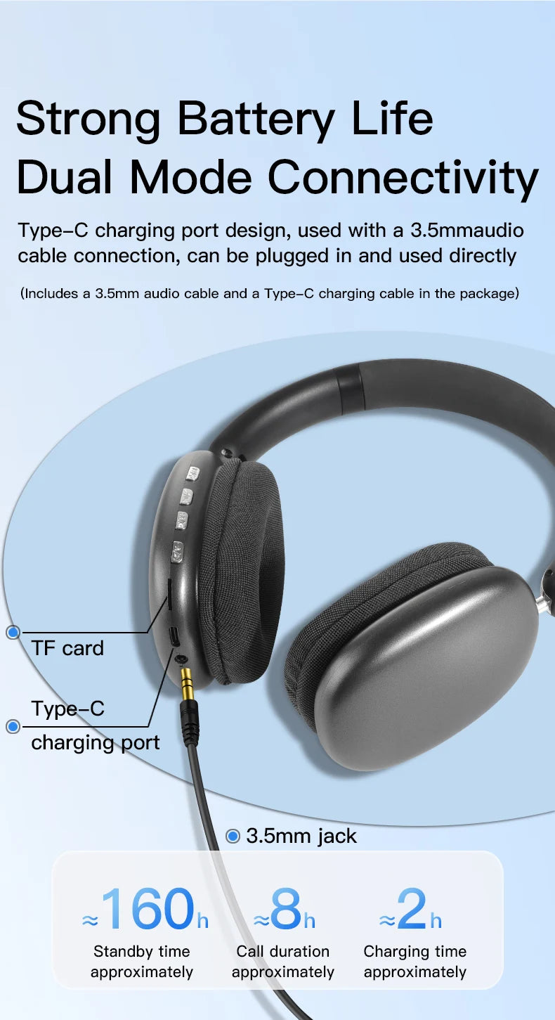 Bluetooth over-ear headphones with active noise cancellation