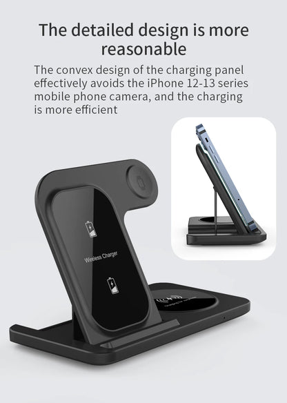 Foldable Wireless Dock for Smartphones and Earbuds 3-in-1