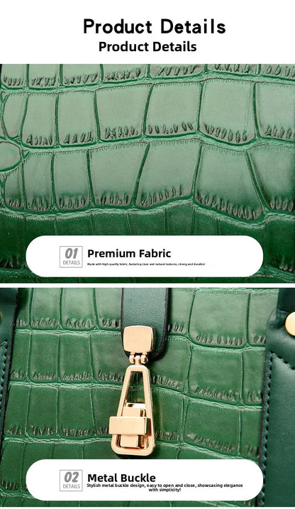Crocodile-pattern handbag set with shoulder bags