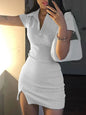 Breathable Knit Dress for Women with Short Sleeves and Subtle Slit