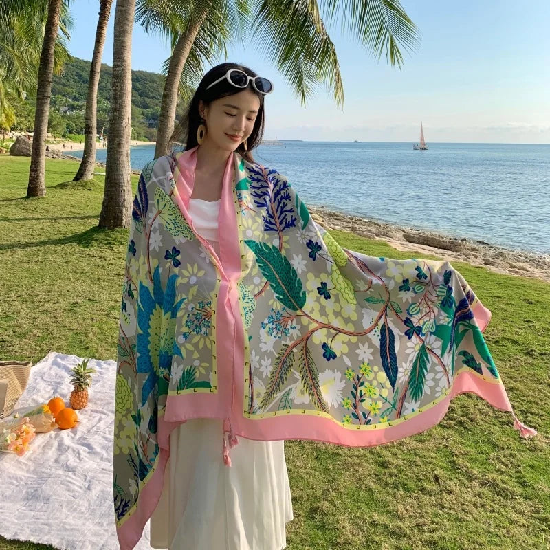 Women's printed beach sarong wrap scarf and sun cover