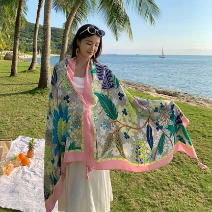 Women's printed beach sarong wrap scarf and sun cover
