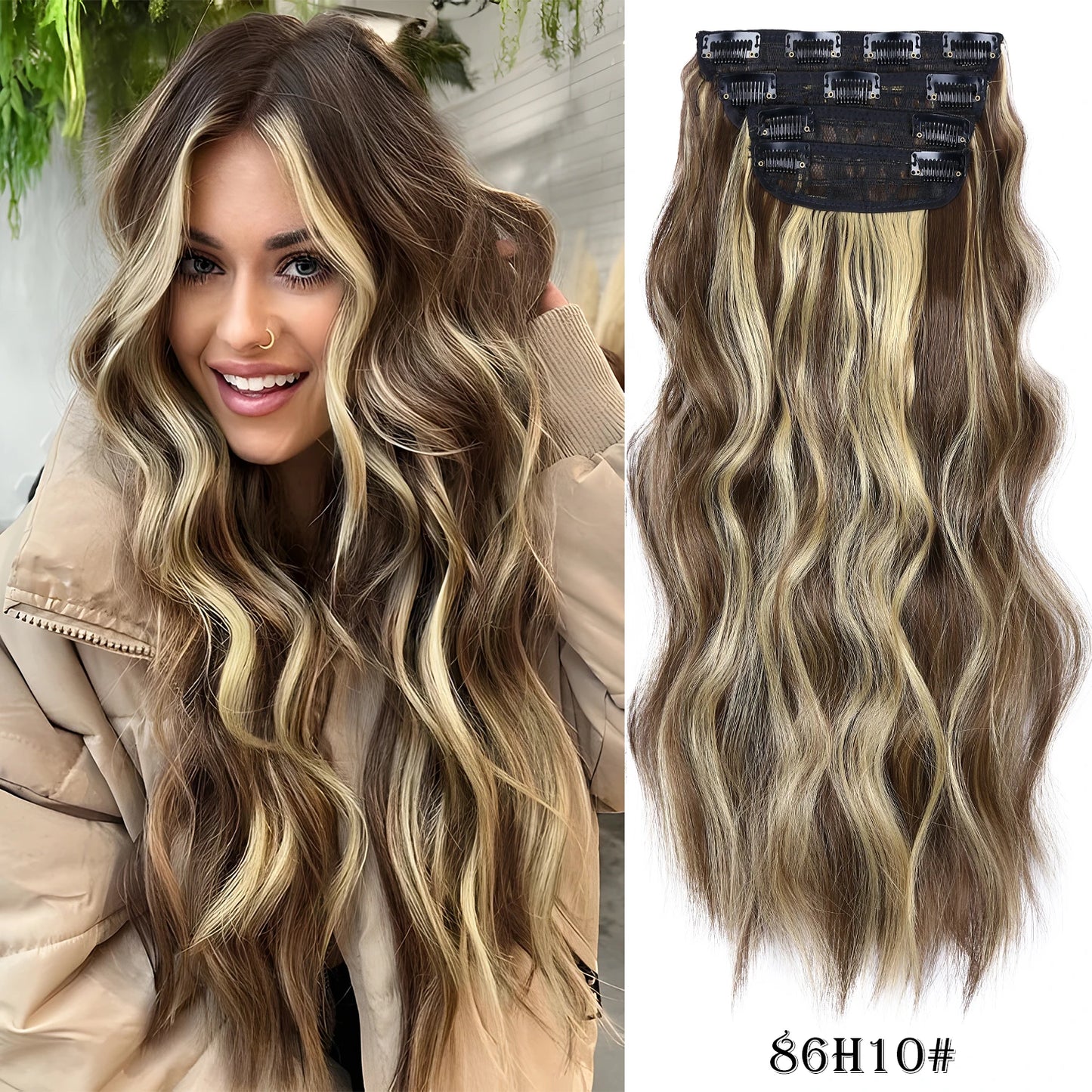 Synthetic Clip In Hair Extensions 11Color Synthetic Clip In Hair Extensions Long Wavy 4Pcs/Set Piece 11 Clip-In Hairpieces