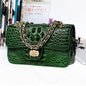 Textured Leather Crossbody Bag With Crocodile Pattern And Durable Build And Everyday Chain Strap