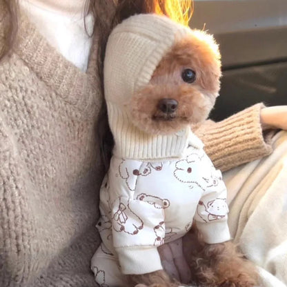 Dog Knitted Hat With Hooded Scarf Wool Cozy Winter Look