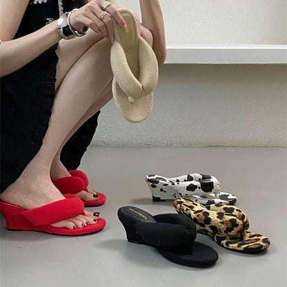 Bailamos 2025 Summer Women Slipper Fashion Narrow Band Ladies Slip On Flip Flop Low Wedge Heel Outdoor Dress Slides Mujer