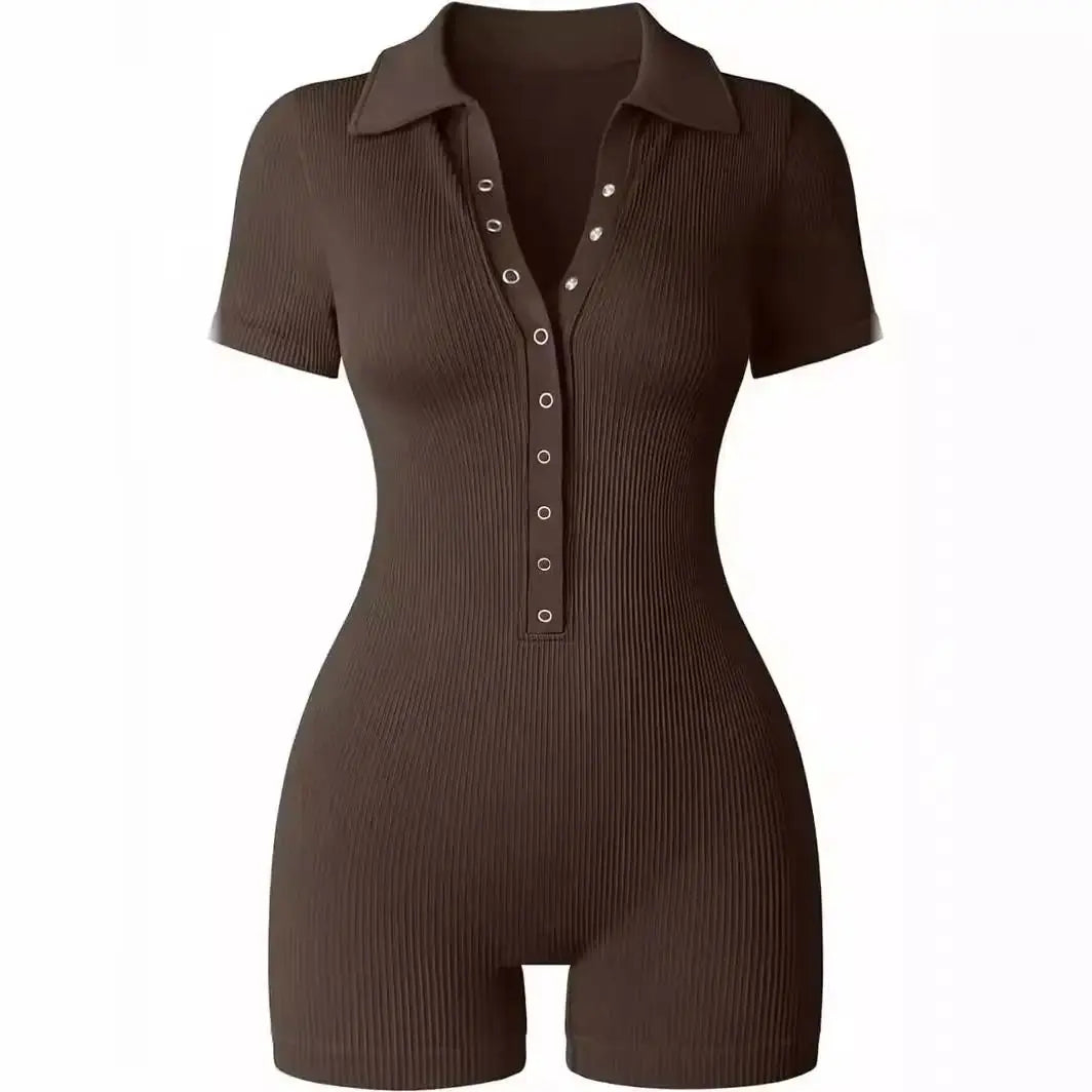 Breathable Collared Jumpsuit with Cinched Waist