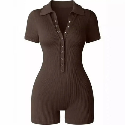 Breathable Collared Jumpsuit with Cinched Waist