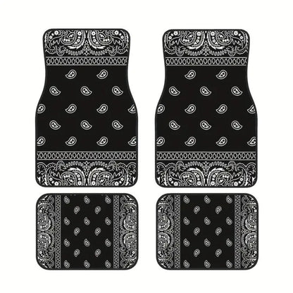 4Pcs Bohemian Car Floor Mats Rubber Back Heavy Duty Persian Carpet Car Decoration Dirty Resistant Car Floor Protector Rugs