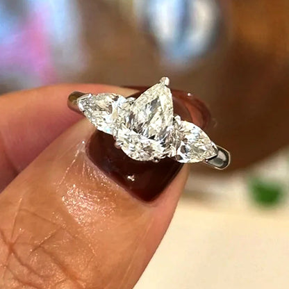 Pear-Cut Moissanite Ring in 18K Gold Plated Sterling Silver with Prong