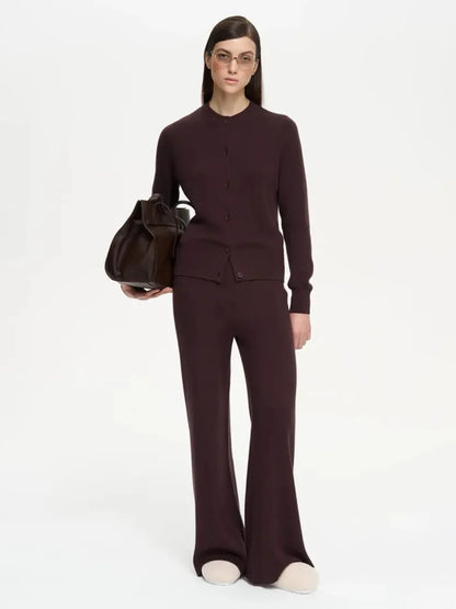 Women’s Knit Cardigan And Pants Set Slim Fit Long Sleeve Winter