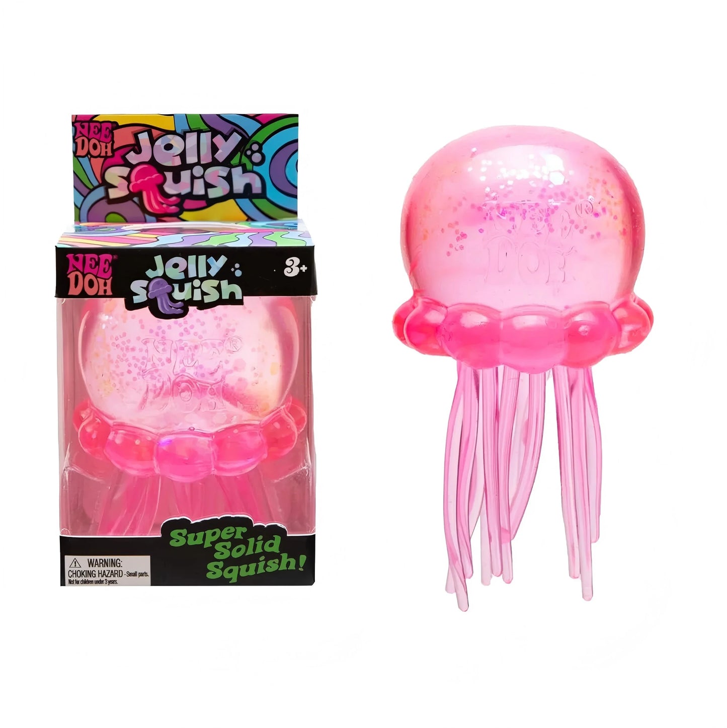 NeeDoh Jellyfish and Cube Plastic Squish Toy For Stress Relief and Sensory Play