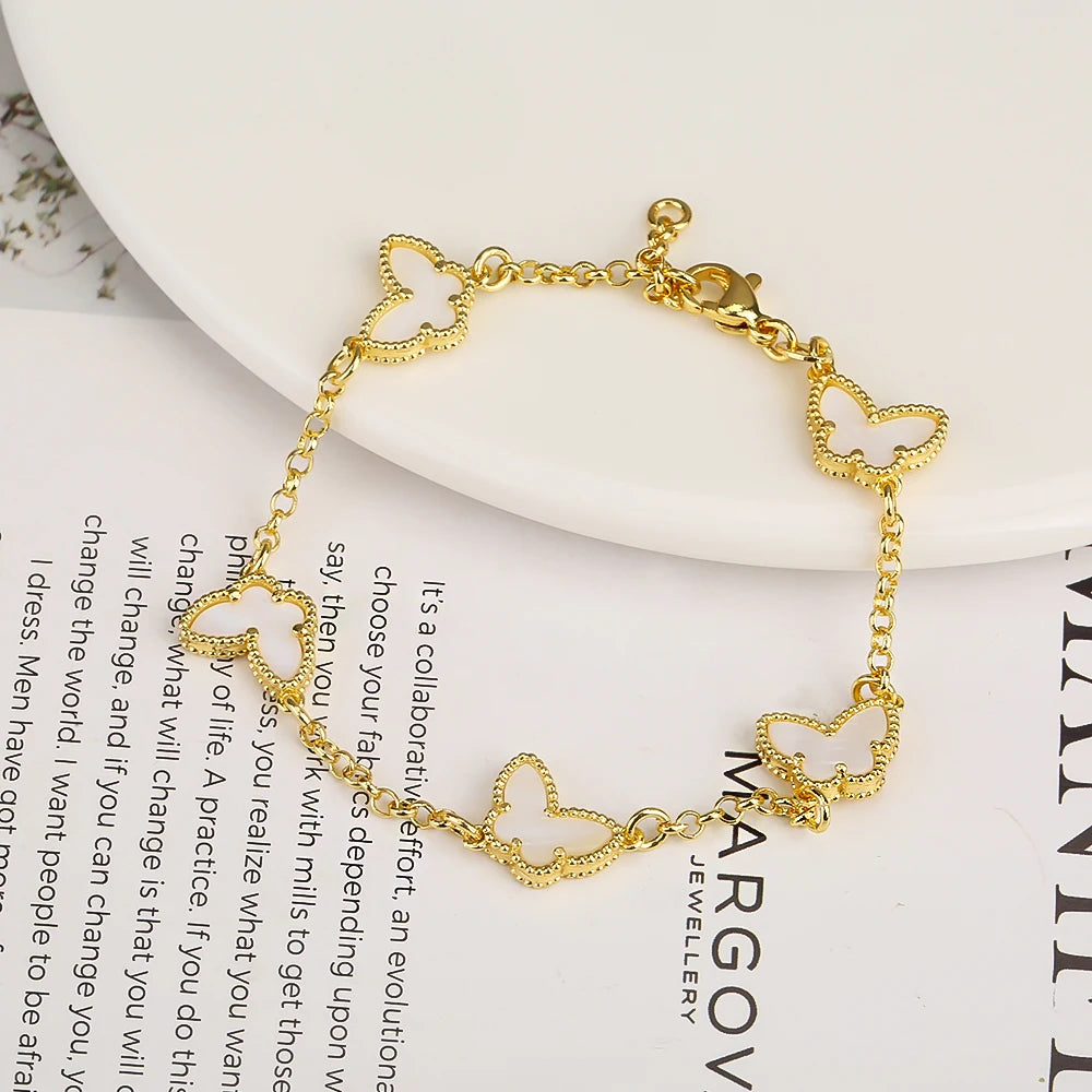 Silver Plated Rose Gold Clover Bracelet - Luxurious High Quality Jewelry for Women