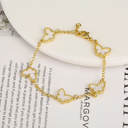 Silver Plated Rose Gold Clover Bracelet - Luxurious High Quality Jewelry for Women