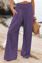 Women's Nylon-Cotton Blend Pants With Drawstring Wide-Leg And Mid Rise Breathable