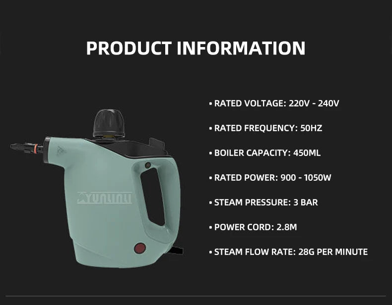 Powerful Steam Cleaning Machine 450ml Water Tank with Adjustable Nozzle