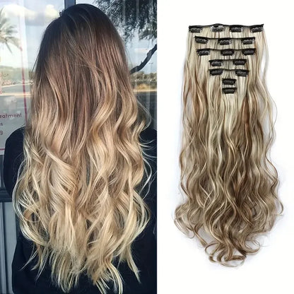 Lush Clip In Extensions 7 Piece Full Head 22 Inch Curly Wavy Hair