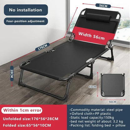Portable office and household folding bed Ultra light height adjustable outdoor Camp bed Beach march recliner