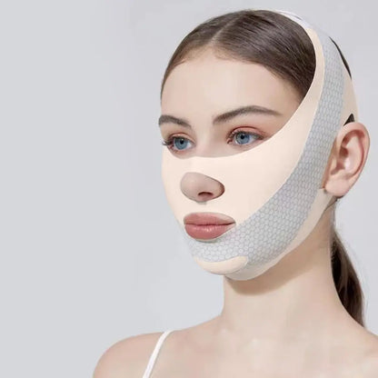 Breathable Elastic Sleep Mask With Adjustable Fit And V Line Shaping For Jawline Lifting And Tightening