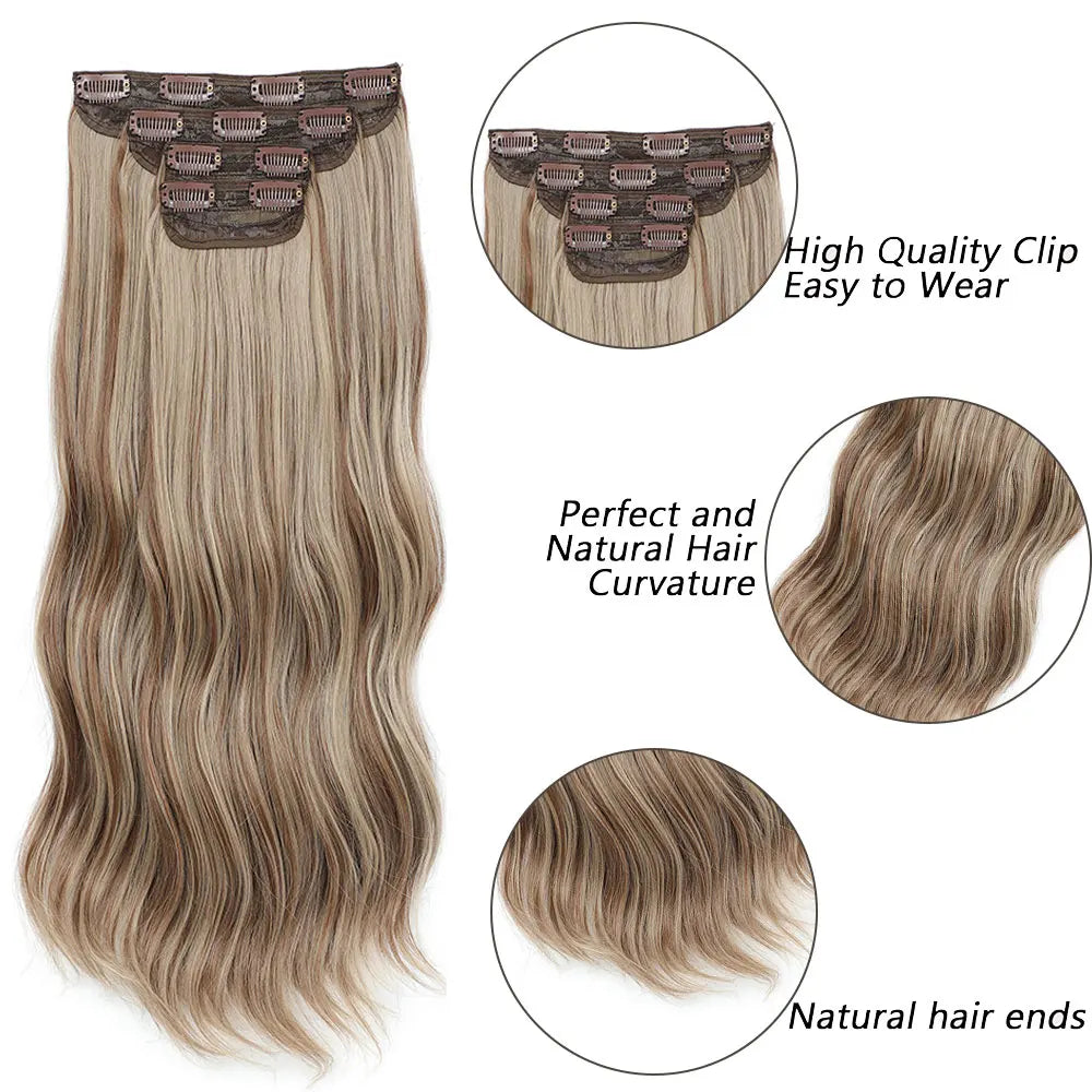 Voluminous Clip-In Hair Extensions 22 Inch Set for Length and Volume