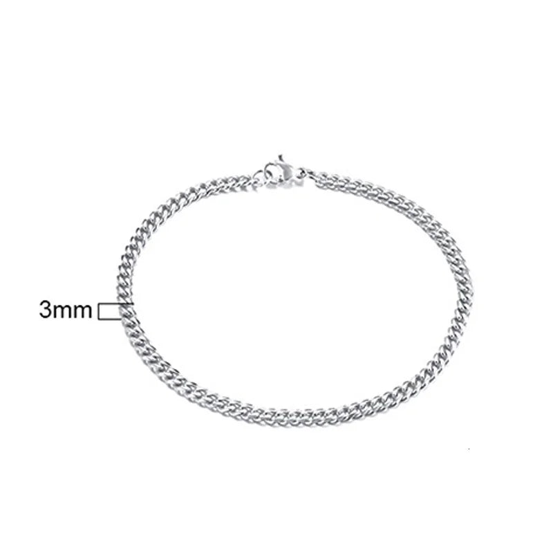 Stainless steel Cuban link chain bracelet