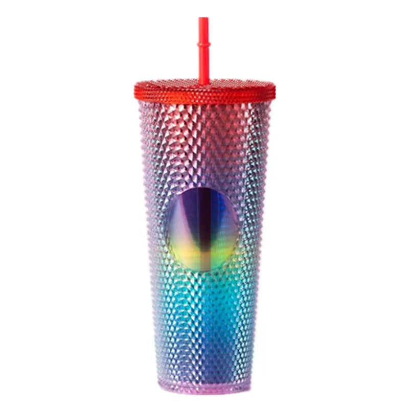 2026 Luxury Diamond Cold Cup Tumbler with Straw | Double Wall Iced Coffee Cup | Starbucks-Style Reusable Cup